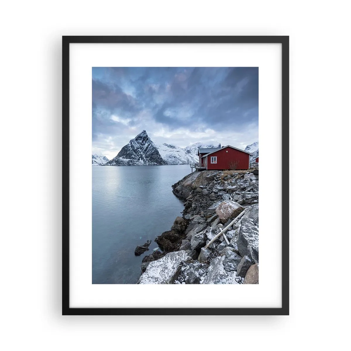 Póster en marco negro - Paisaje escandinavo - 40x50 cm