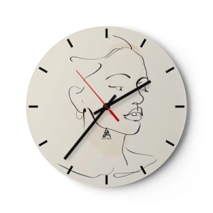 Reloj de pared - Reloj de vidrio - Dibujo lineal minimalista de una mujer sobre un fondo blanco. - 30x30cm - Líneas que muestran seguridad - Decoración de pared moderna para salón, cocina y dormitorio ARTTOR
