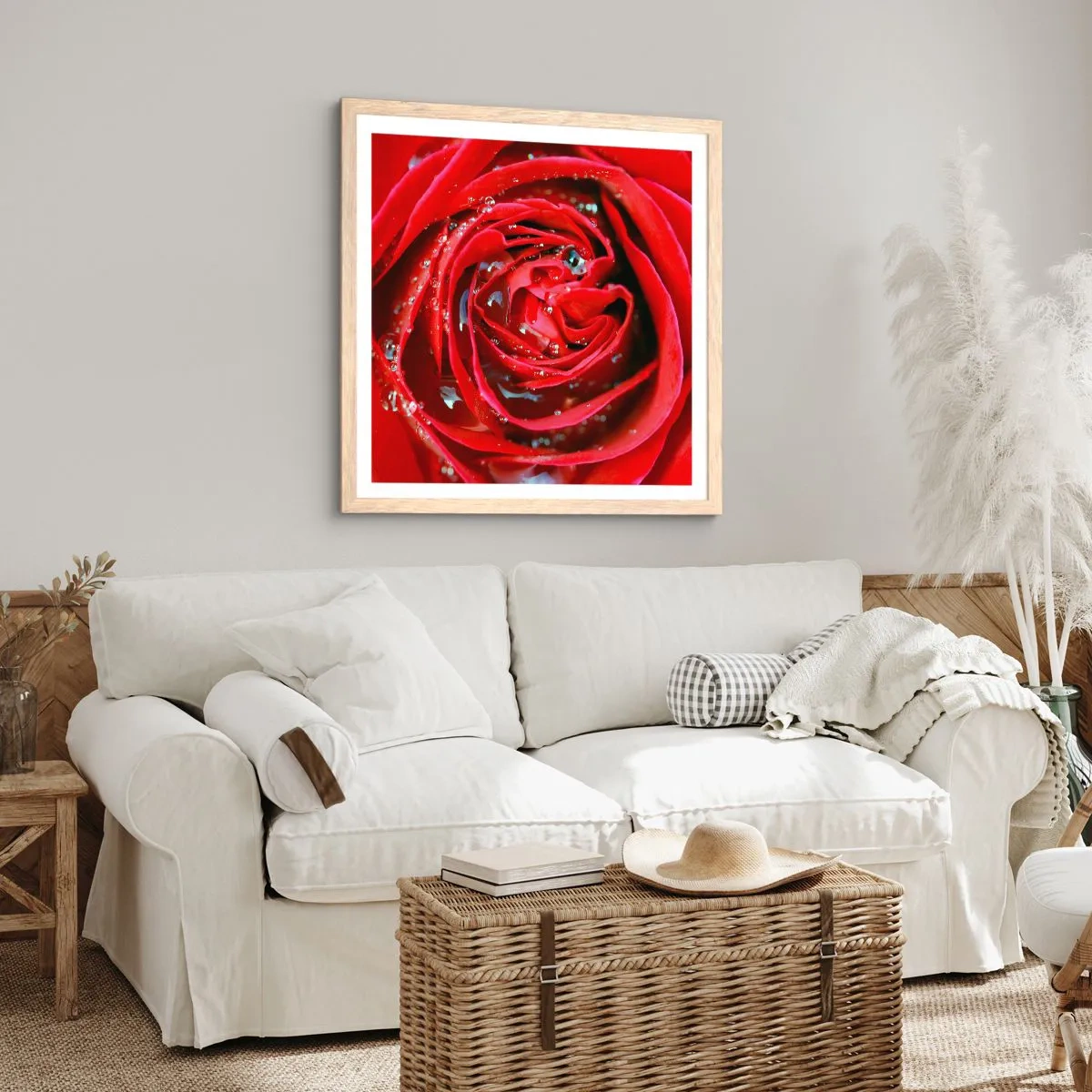 Póster en marco roble claro - En gotas de rocío - 40x40 cm