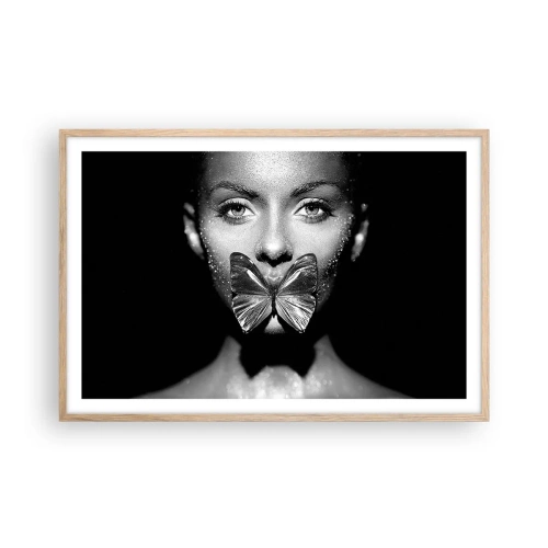 Póster en marco roble claro - Beso de mariposa - 91x61 cm