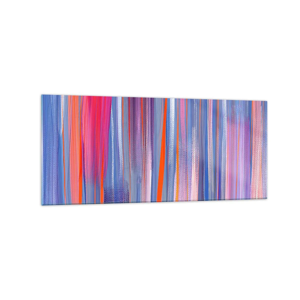 Cuadro sobre vidrio - Impresiones sobre Vidrio - Líneas verticales abstractas en tonos azul y rosa. - 120x50cm - Ascensión - Decoración de pared moderna para salón y dormitorio ARTTOR