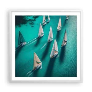 Póster en marco blanco - En competición con el viento - 60x60 cm