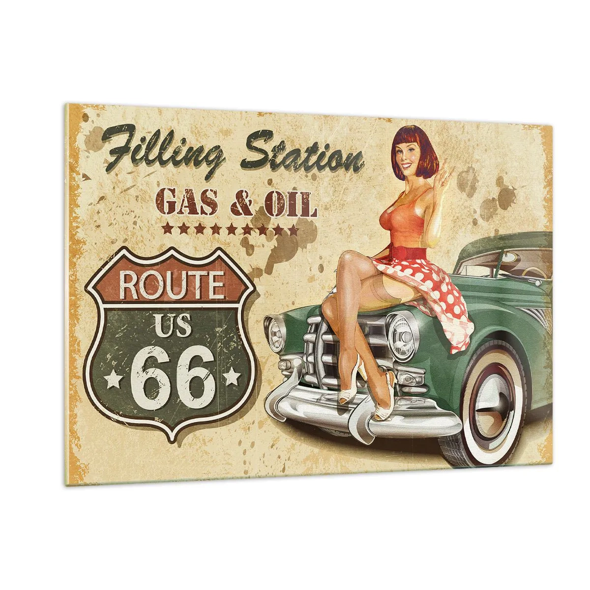 Cuadro sobre vidrio - Impresiones sobre Vidrio - Los maravillosos años 40 - 120x80cm - Los gloriosos años 40 - Decoración de pared moderna para salón y dormitorio ARTTOR