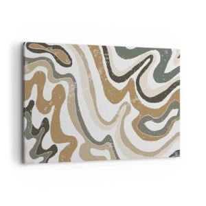 Cuadro sobre lienzo - Impresión de Imagen - Patrones terrosos en tonos marrones y verdes. - 120x80cm - Meandros de colores terrosos - Decoración de pared moderna para salón y dormitorio ARTTOR