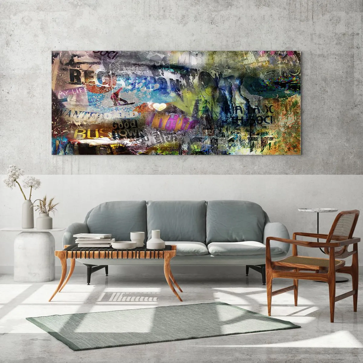 Cuadro sobre vidrio - Impresiones sobre Vidrio - Un collage de recuerdos - 100x40 cm