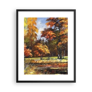 Póster en marco negro - Paisaje en dorado y marrón - 40x50 cm