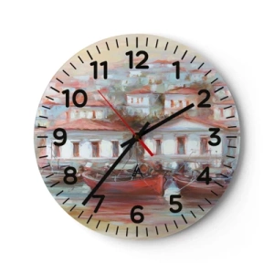 Reloj de pared - Reloj de vidrio - Ciudad feliz - 40x40 cm