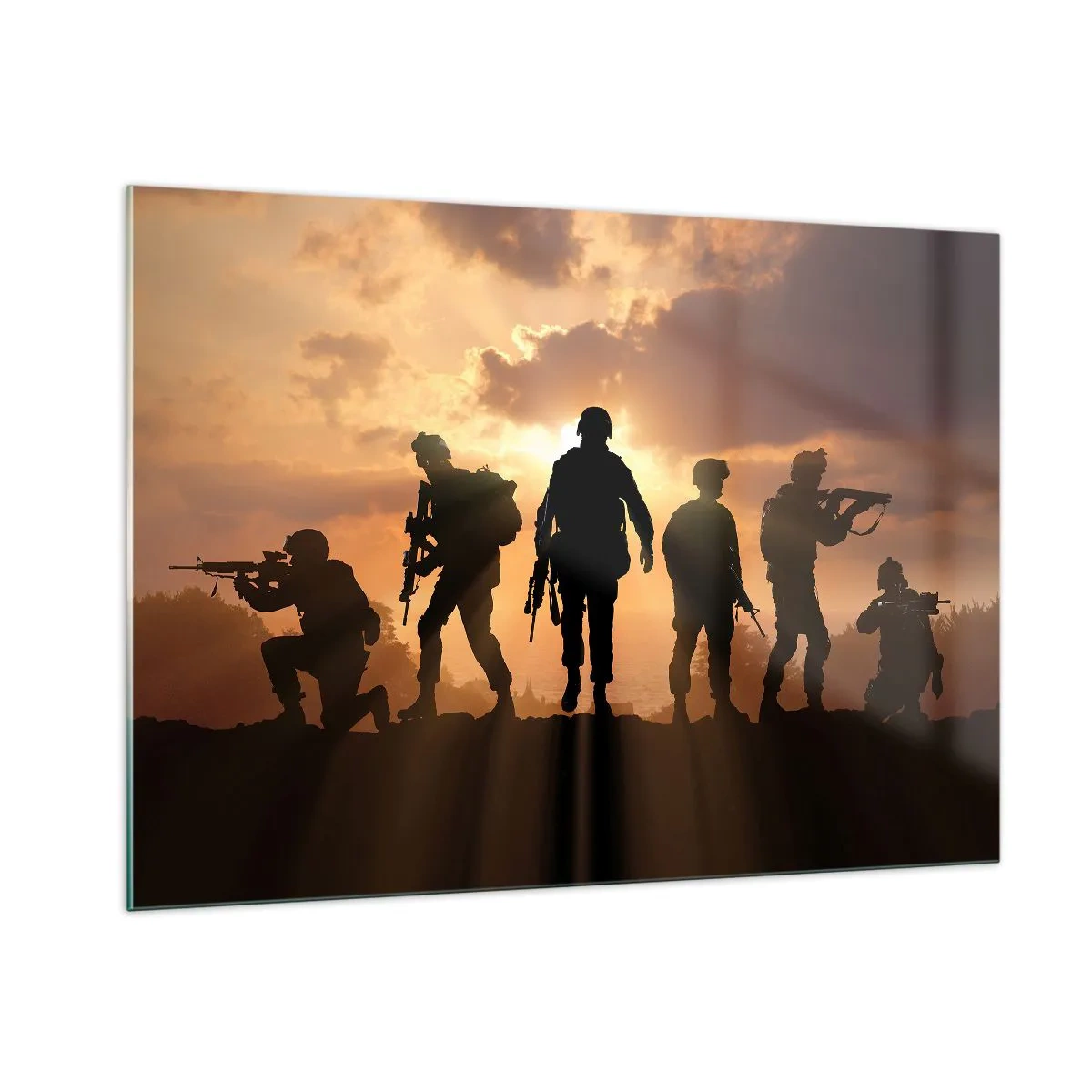 Cuadro sobre vidrio - Impresiones sobre Vidrio - Hermanos de armas - 100x70cm - Hermanos de armas - Decoración de pared moderna para salón y dormitorio ARTTOR