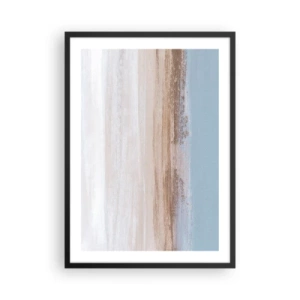 Póster en marco negro - Abstracción minimalista en los colores de la playa y el mar. - 50x70cm - Paisaje ambiguo - Decoración de pared moderna para salón y dormitorio ARTTOR