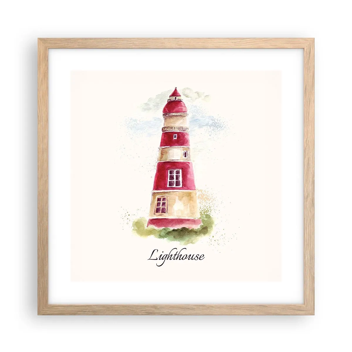 Póster en marco roble claro - Siempre observando - 40x40 cm