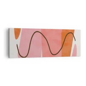 Cuadro sobre lienzo - Impresión de Imagen - Formas abstractas en tonos rosa y naranja. - 140x50cm - Suave movimiento de formas - Decoración de pared moderna para salón y dormitorio ARTTOR