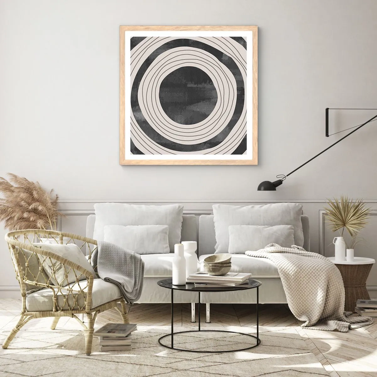 Póster en marco roble claro - En el centro mismo - 40x40 cm