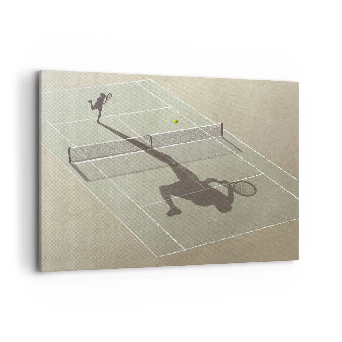 Cuadro sobre lienzo - Impresión de Imagen - La sombra de un tenista en la cancha durante un partido de tenis. - 120x80cm - Véncete a ti mismo - Decoración de pared moderna para salón y dormitorio ARTTOR