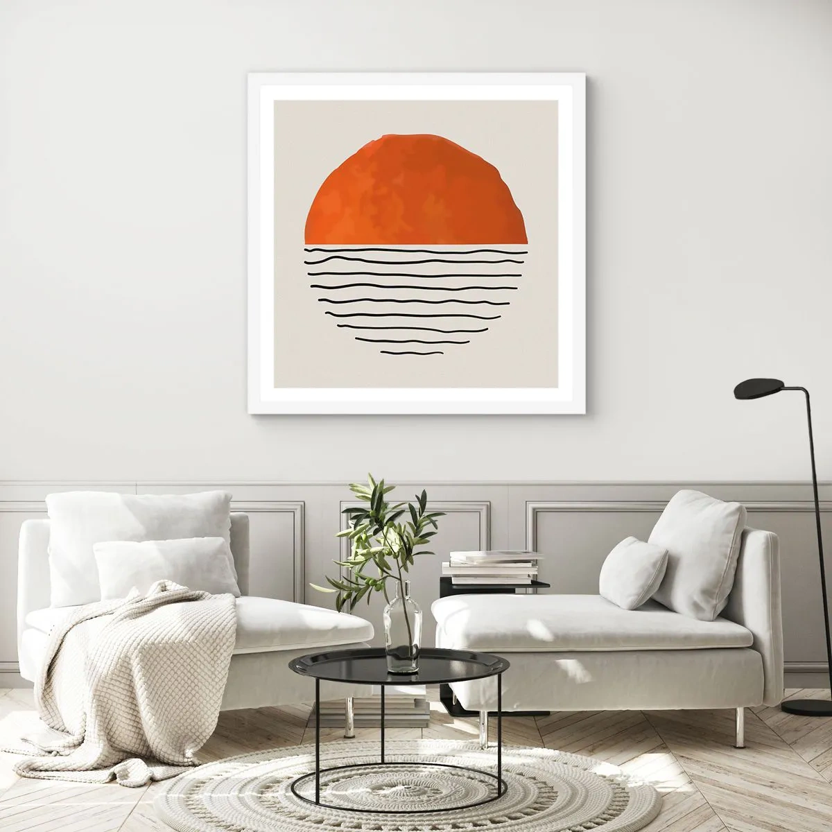 Póster en marco blanco - En un ambiente japonés - 60x60 cm