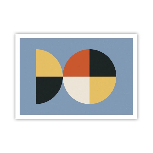 Póster - Círculos geométricos sobre un fondo azul. - 100x70cm - Mira y cuenta - Decoración de pared moderna para salón y dormitorio ARTTOR