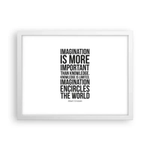 Póster en marco blanco - Einstein, sobre el poder de la imaginación - 40x30 cm