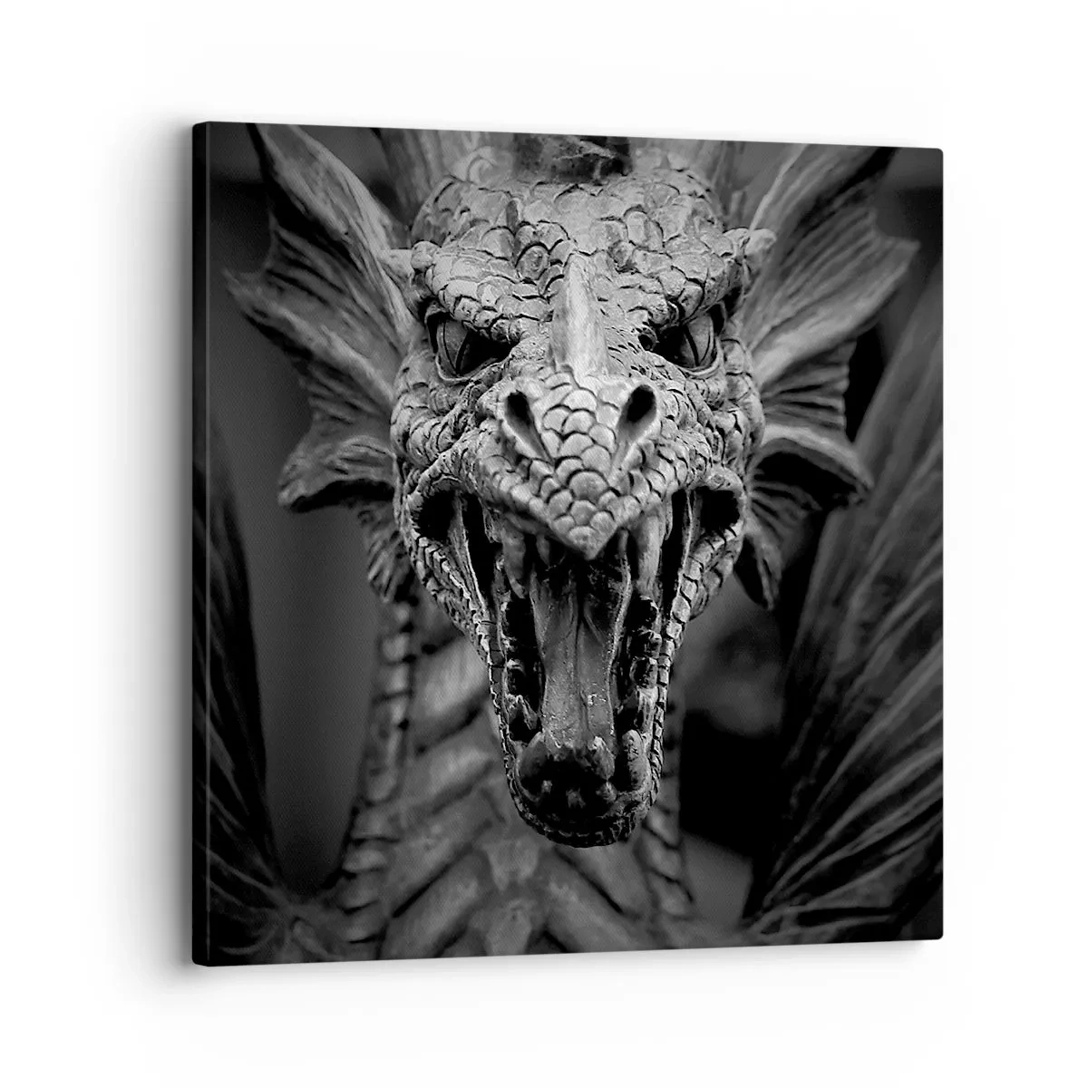 Cuadro sobre lienzo - Impresión de Imagen - Dragón de cuento de hadas en gris - 30x30 cm
