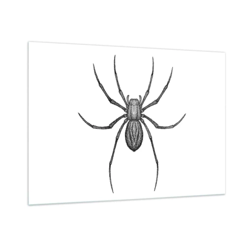 Cuadro sobre vidrio - Impresiones sobre Vidrio - Ilustración de estilo retro de una araña negra sobre un fondo blanco. - 100x70cm - Precisión inquietante - Decoración de pared moderna para salón y dormitorio ARTTOR