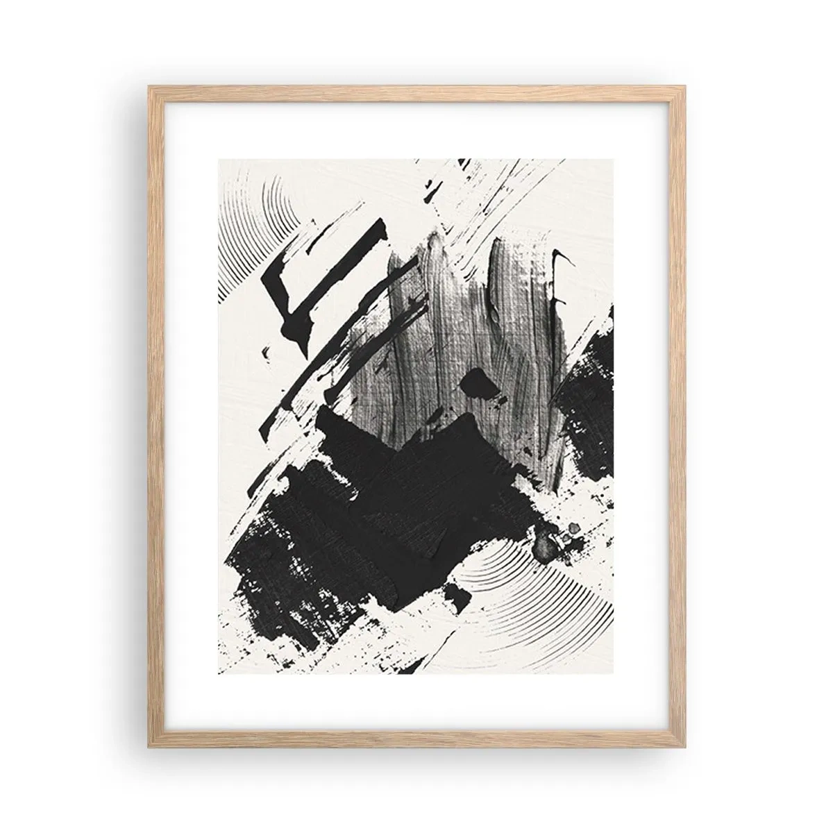Póster en marco roble claro - Abstracción: la expresión del negro - 40x50 cm