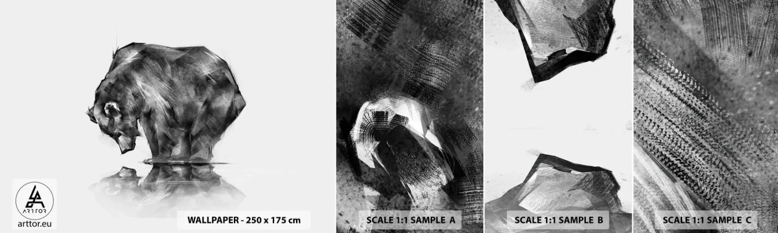 Muestra De Fotomural Standard Eco - Es bueno ver a alguien cercano - Abstracción, Oso polar, Naturaleza - 100x30 cm