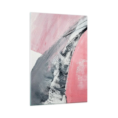 Cuadro sobre vidrio - Impresiones sobre Vidrio - Una composición abstracta en tonos rosa y gris. - 80x120cm - Composición a juego - Decoración de pared moderna para salón y dormitorio ARTTOR