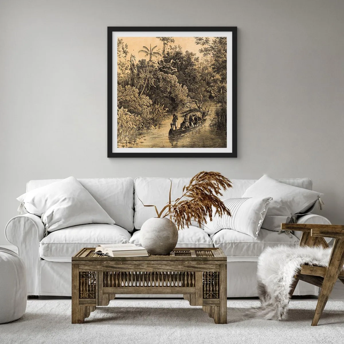 Póster en marco negro - Expedición a la fuente - 60x60 cm