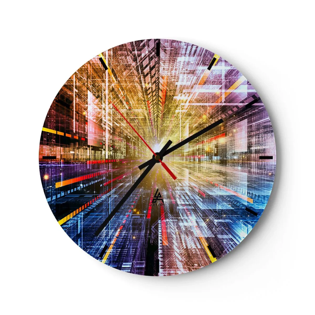 Reloj de pared - Reloj de vidrio - Un pasillo luminoso - 40x40 cm