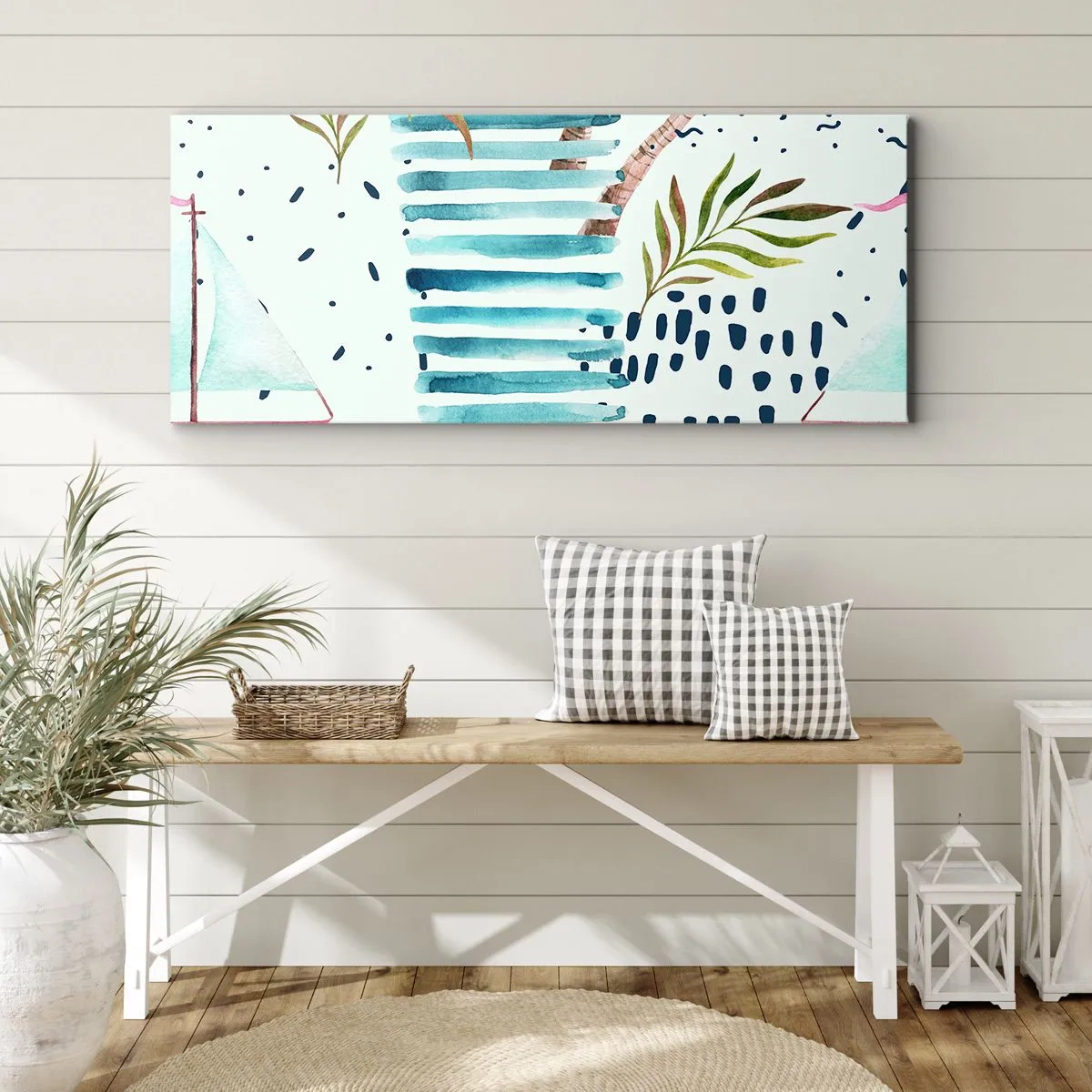 Cuadro sobre lienzo - Impresión de Imagen - Vacaciones bajo las palmeras - 100x40 cm