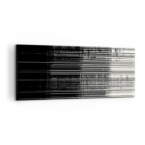 Cuadro sobre lienzo - Impresión de Imagen - Composición abstracta de líneas en blanco y negro contrastantes. - 120x50cm - Ondas y vibraciones - Decoración de pared moderna para salón y dormitorio ARTTOR
