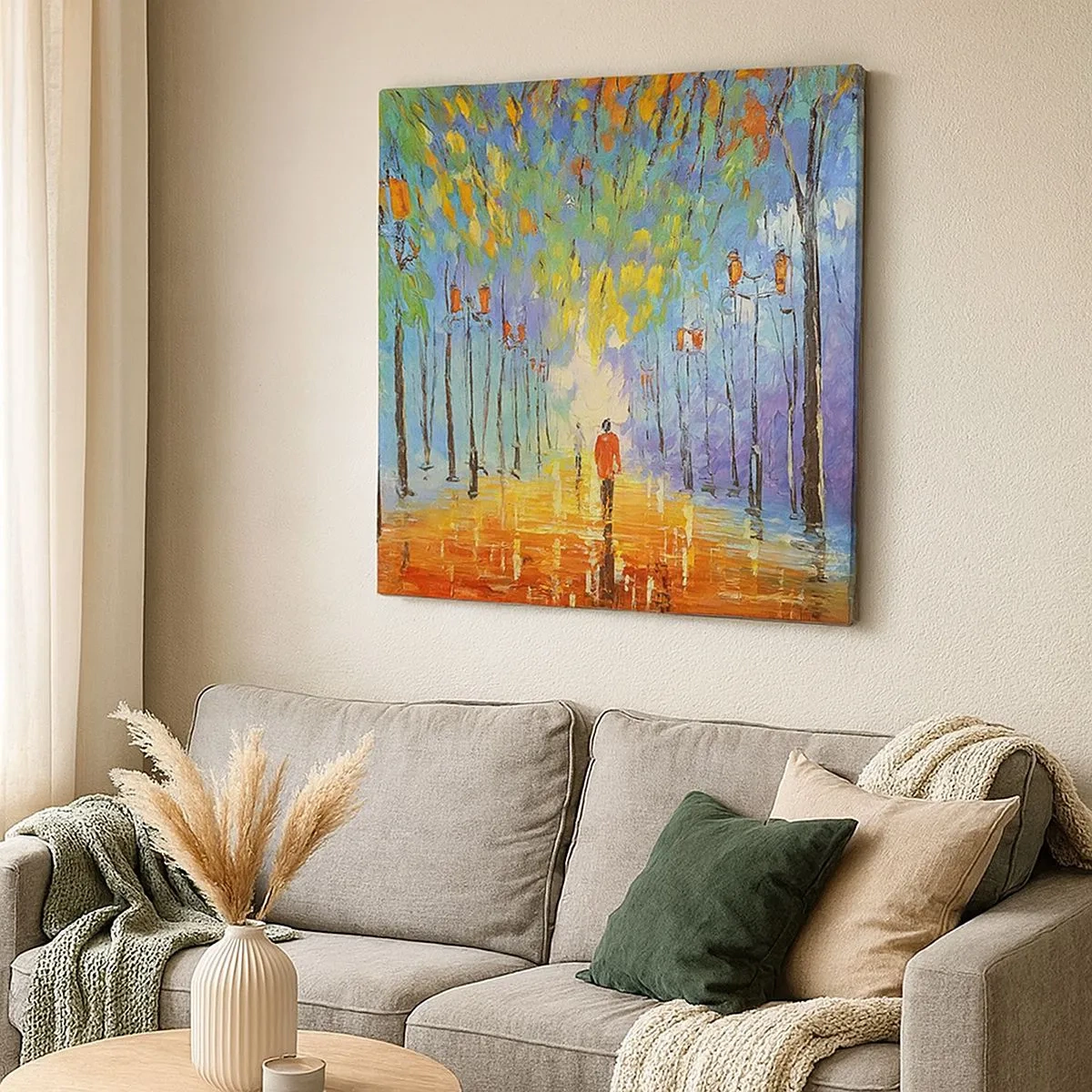 Cuadro sobre lienzo - Impresión de Imagen - La canción nocturna de la lluvia - 30x30 cm