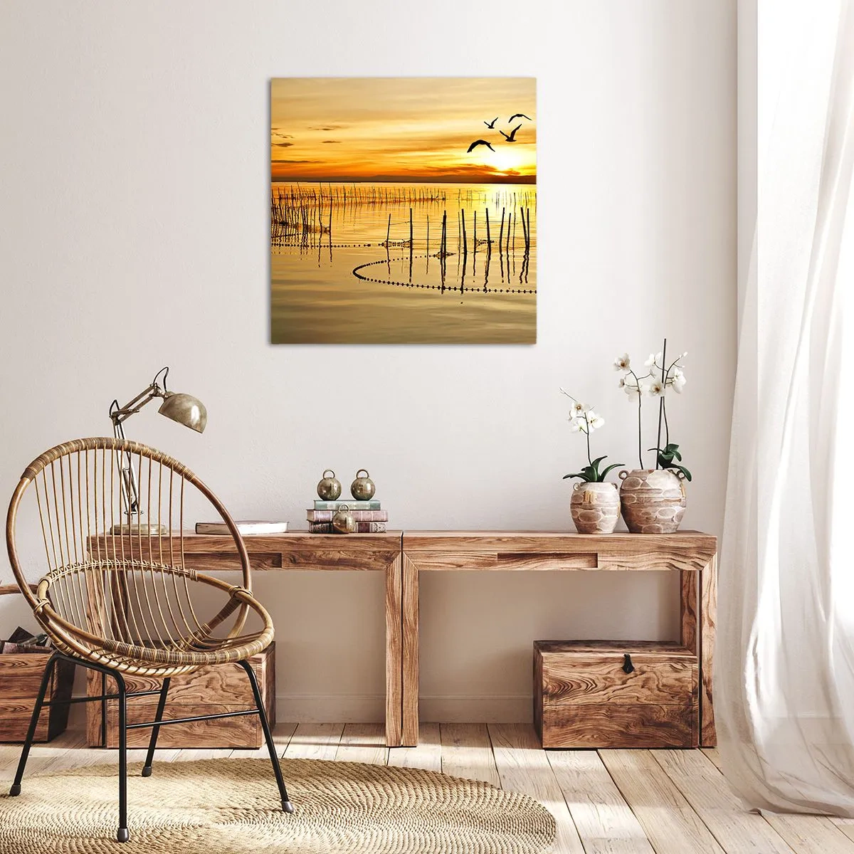 Cuadro sobre lienzo - Impresión de Imagen - Horizonte naranja - 40x40 cm