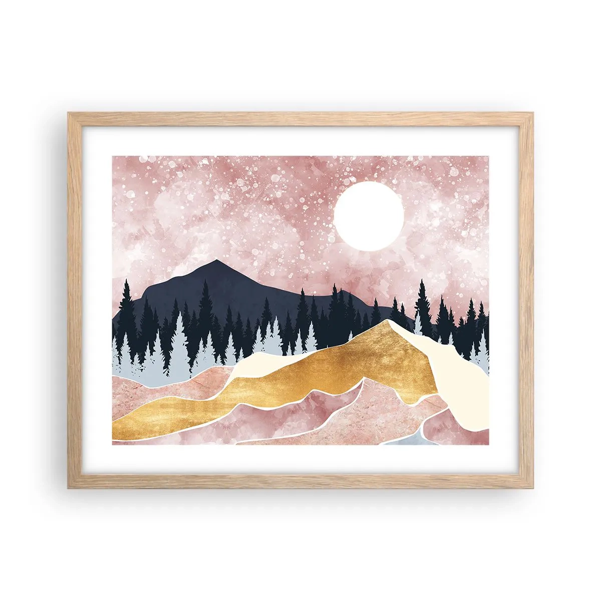 Póster en marco roble claro - Vigilancia nocturna - 50x40 cm