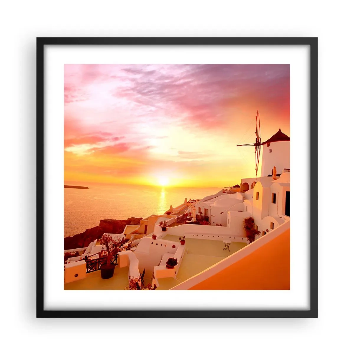 Póster en marco negro - Blanco y dorado - 50x50 cm