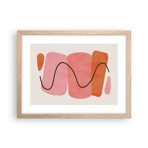 Póster en marco roble claro - Suave movimiento de formas - 40x30 cm