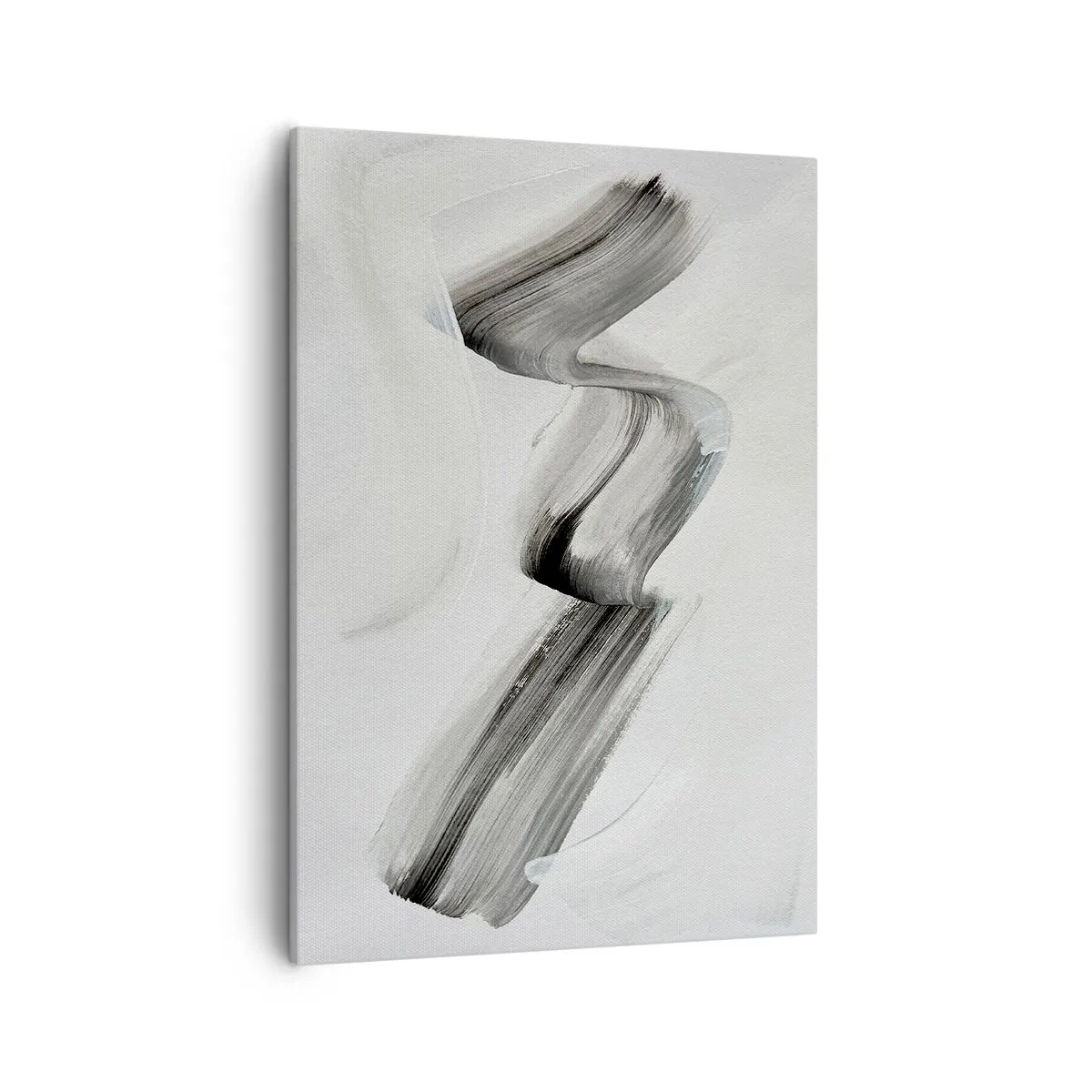 Cuadro sobre lienzo - Impresión de Imagen - Pincelada abstracta en blanco y negro sobre un fondo claro - 50x70cm - Solo por diversión - Decoración de pared moderna para salón y dormitorio ARTTOR