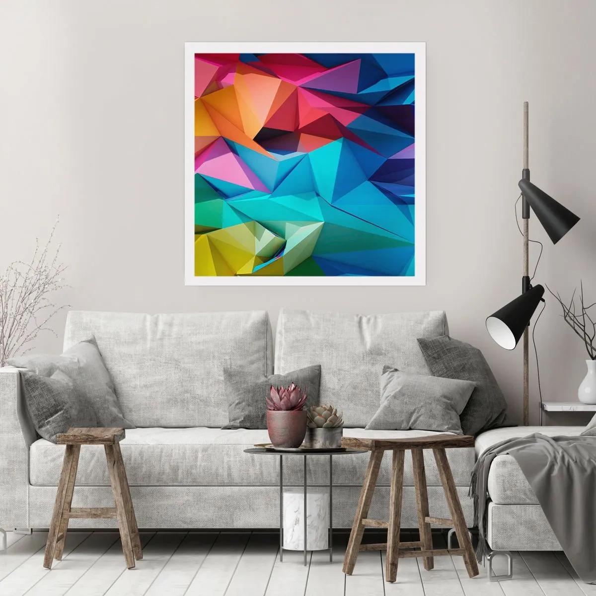Póster - Origami arco iris - 60x60 cm