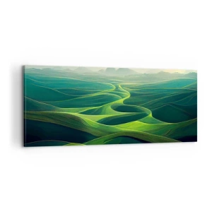 Cuadro sobre lienzo - Impresión de Imagen - Valles en tonos verdes - 100x40 cm