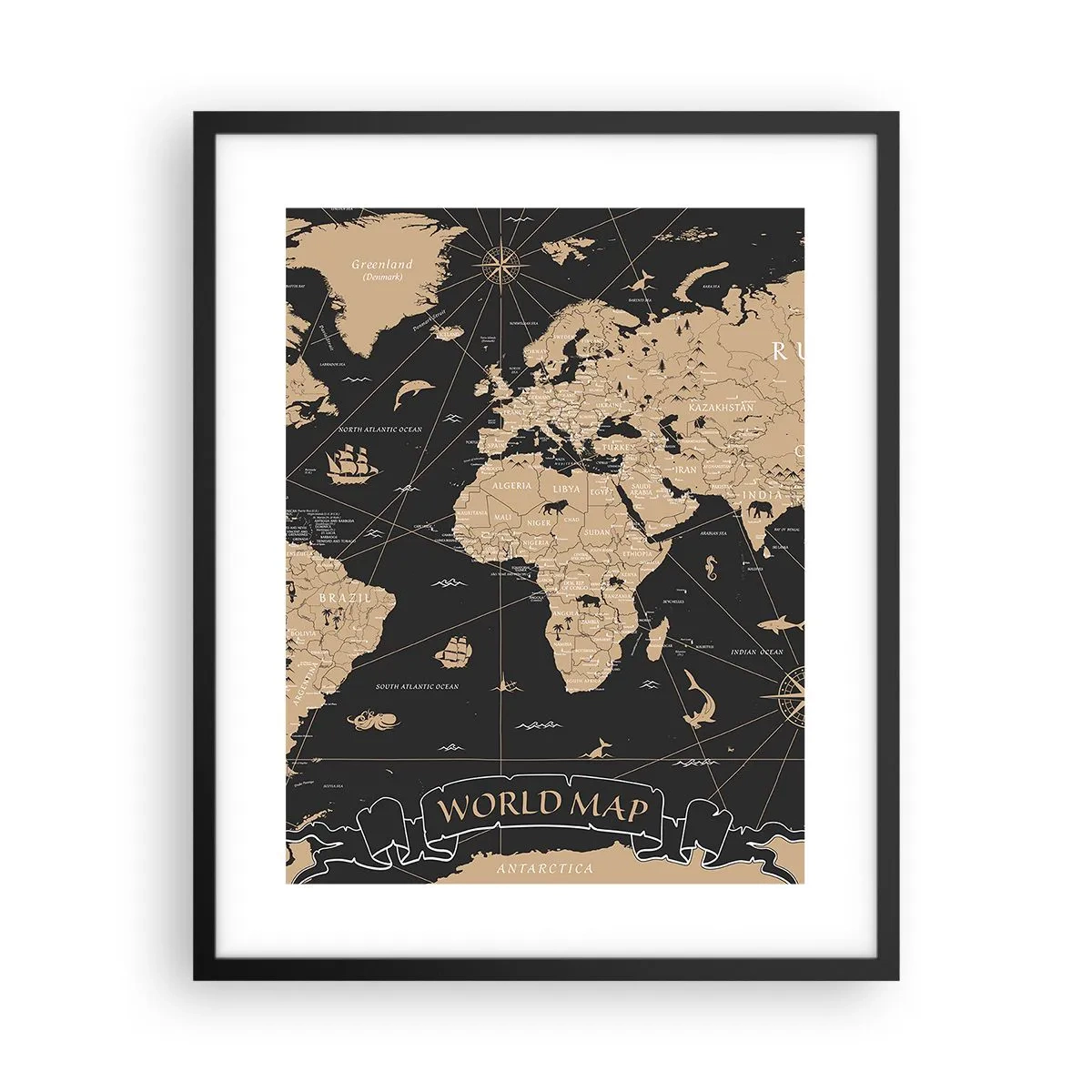 Póster en marco negro - Las fronteras de mi mundo - 40x50 cm