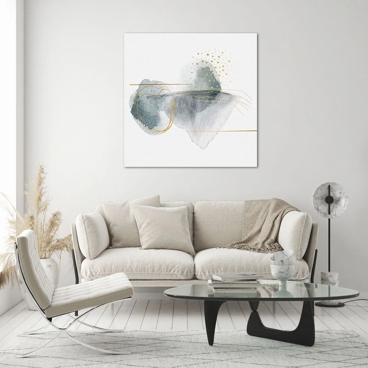 Cuadro sobre vidrio - Impresiones sobre Vidrio - Sobre la relación entre el gris y el oro - 40x40 cm