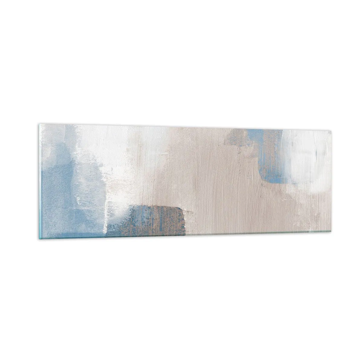 Cuadro sobre vidrio - Impresiones sobre Vidrio - Abstracción rosa tras un velo azul - 90x30 cm