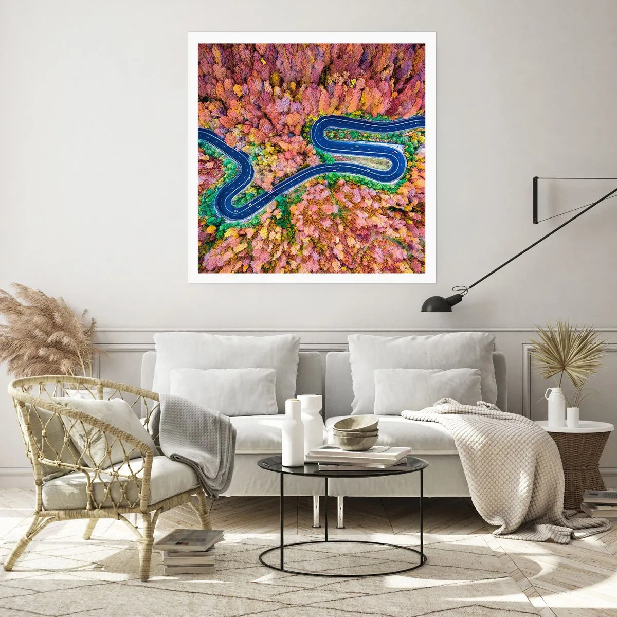 Póster - Un camino sinuoso a través del bosque - 40x40 cm