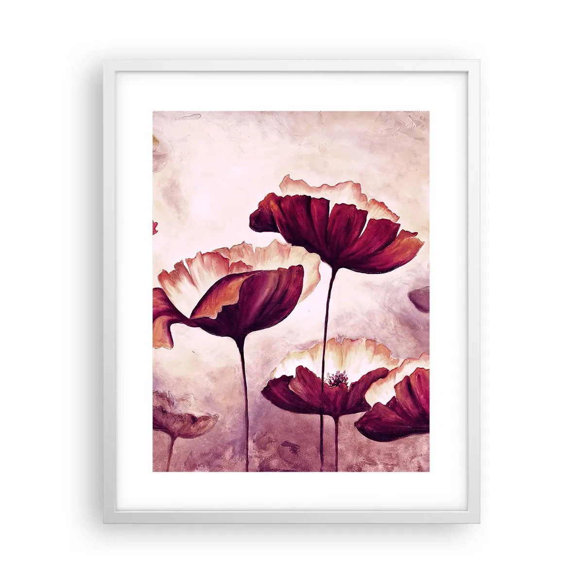 Póster en marco blanco - Pétalo rojo y blanco - 40x50 cm