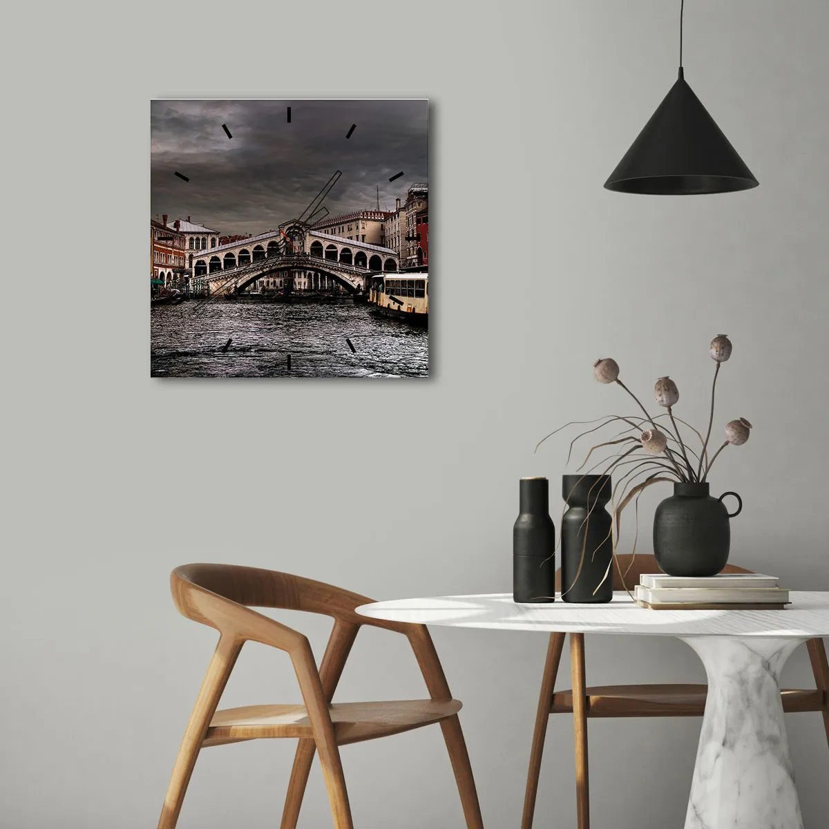 Reloj de pared - Reloj de vidrio - Promesa de una velada veneciana - 30x30 cm