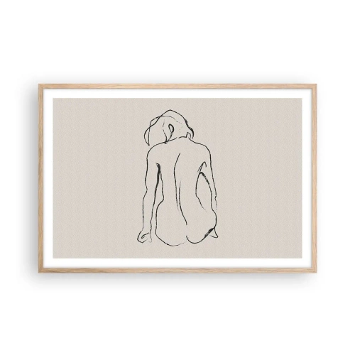 Póster en marco roble claro - Esbozos de una espalada - 91x61 cm