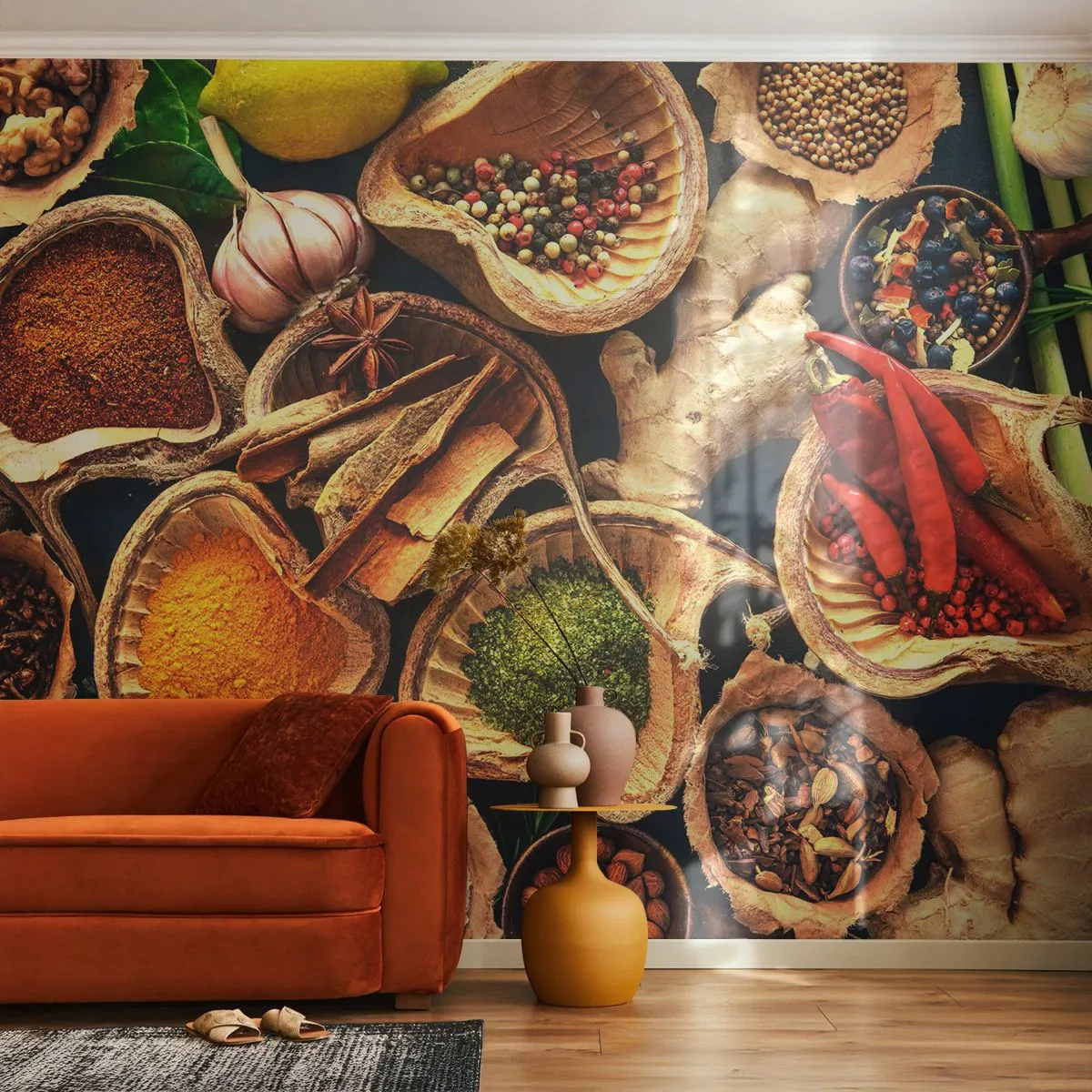 Fotomural Standard Eco - Toma lo que quieras - Gastronomía, Hierbas secas, Especias - 200x140 cm