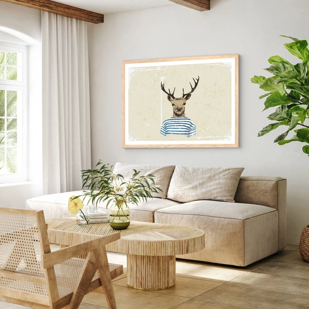 Póster en marco roble claro - Porque me gustan las camisas de rayas - 40x30 cm