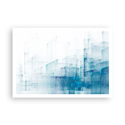 Póster - Formas geométricas abstractas en tonos azules - 100x70cm - Cómo se hizo el espacio - Decoración de pared moderna para salón y dormitorio ARTTOR