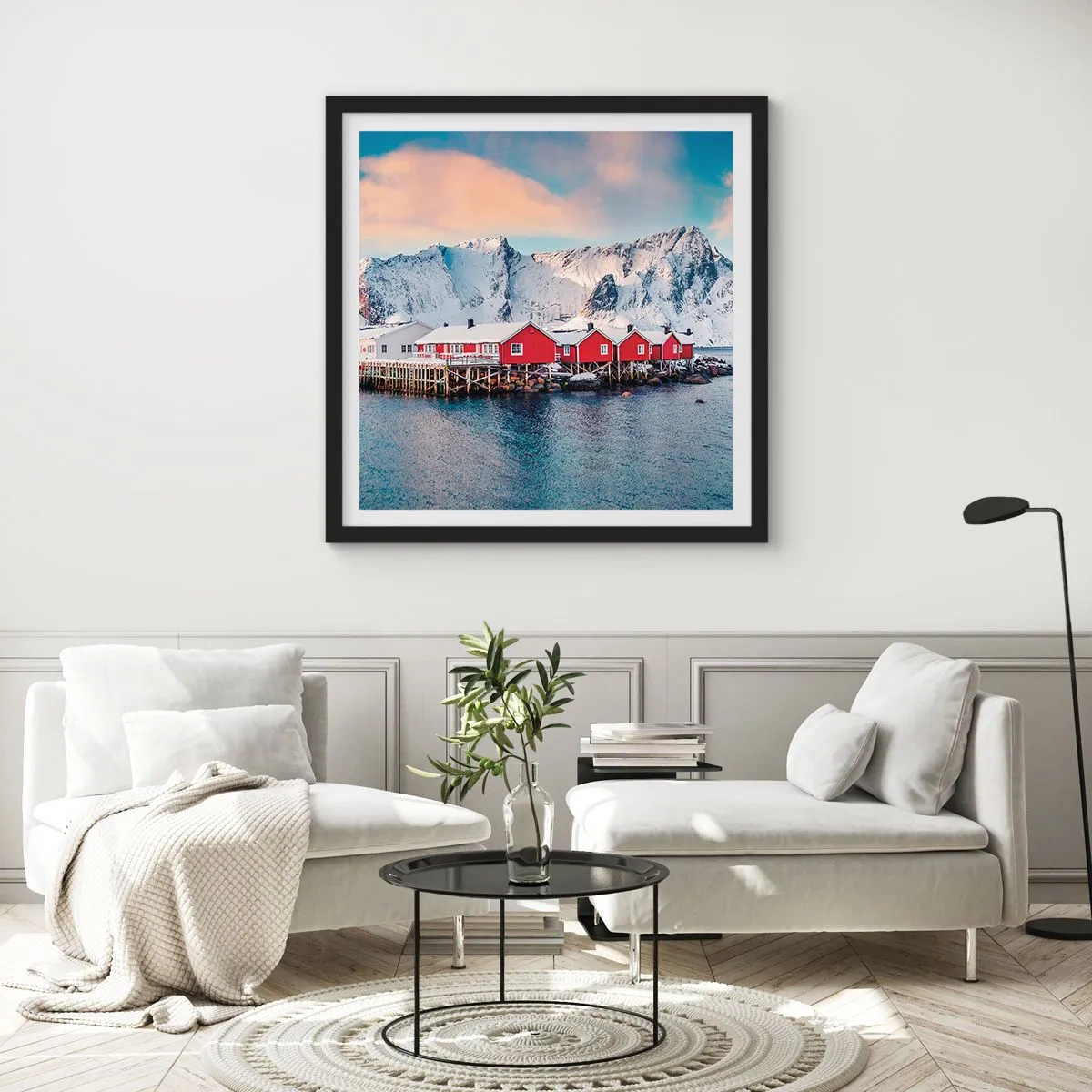 Póster en marco negro - Un retiro en el norte - 30x30 cm