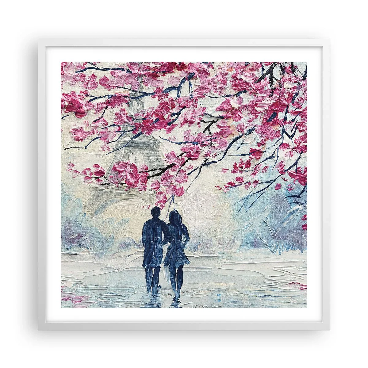 Póster en marco blanco - Un paseo romántico - 60x60 cm