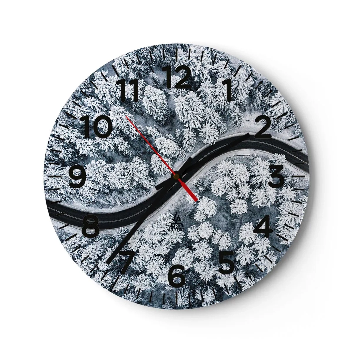 Reloj de pared - Reloj de vidrio - A través de un bosque invernal - 30x30 cm